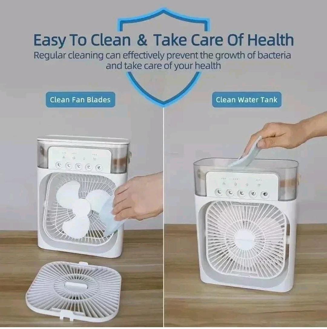3 in 1 Portable Air Cooler LED Night Light Humidifier Home Office Fan