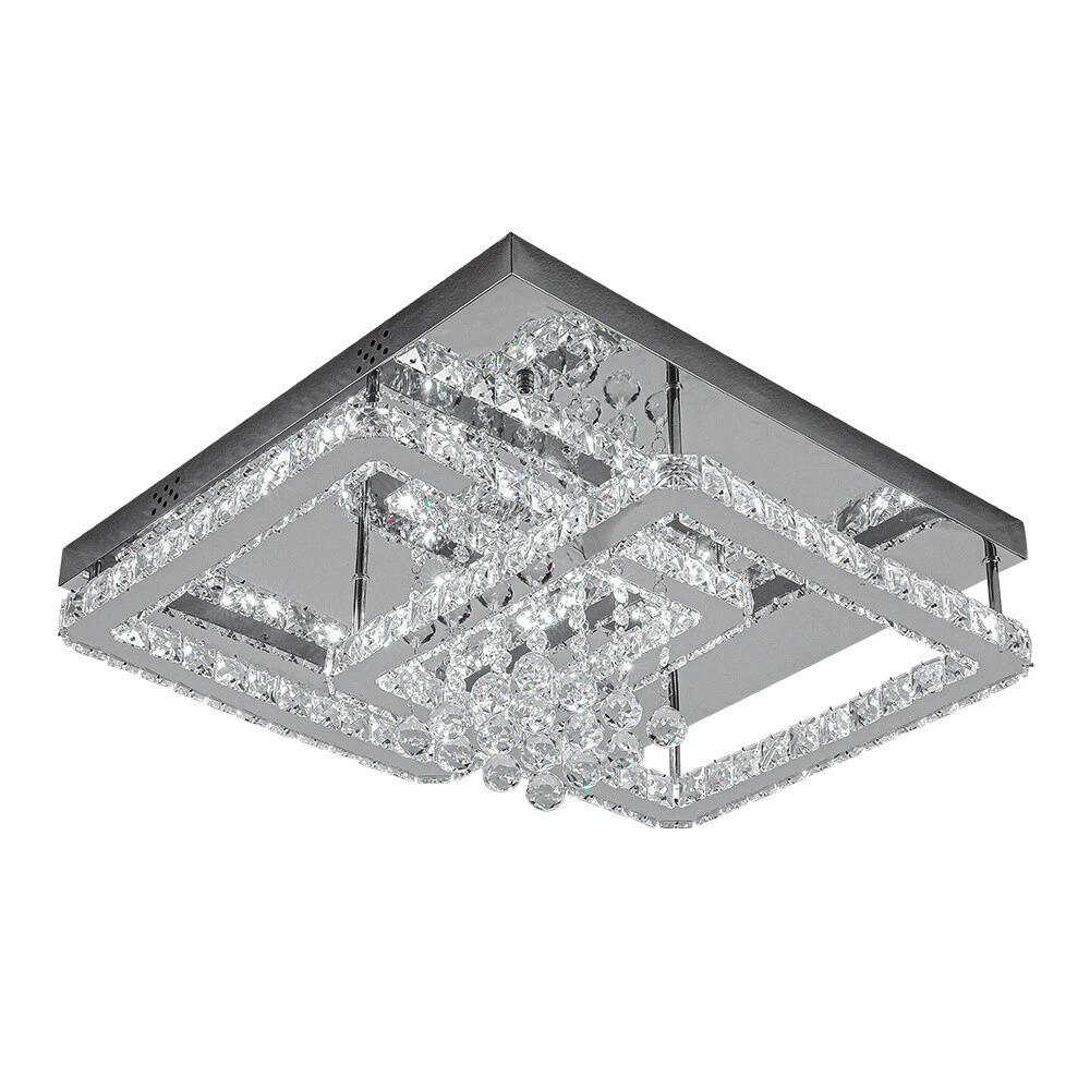 Square Ceiling Light Cool White LED Minimalist Lamp Living Bedroom Crystal Light