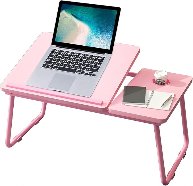 Laptop Desk, Laptop Bed Table with Foldable Legs & Cup Slot, Reading Holder Notebook Stand Breakfast Bed Tray Book Holder for Sofa, Bed, Terrace, Balcony foldable tray bed table sofa tray folding desk