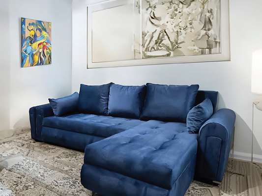 Berlin Sofa Sets Charcoal Gray Multi-Functional Sofa Bed Navy Blue Storage Sofa Beige L-Shaped Fabric Sofa (Greenery Accents) Light Gray Fabric Sofa (Symmetrical Side Table Layout)