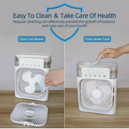 3 in 1 Portable Air Cooler LED Night Light Humidifier Home Office Fan