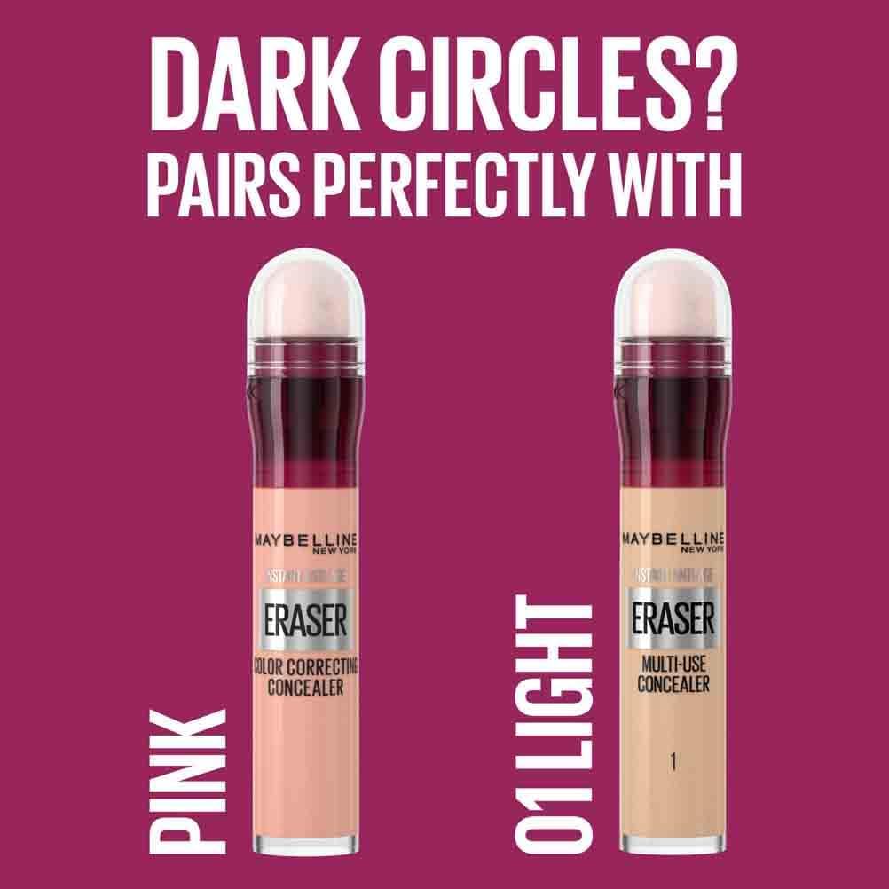 Maybelline Concealer Instant Anti Age Eraser Eye Concealer, Dark Circles and Blemish Concealer, Ultra Blendable Formula 01 Light