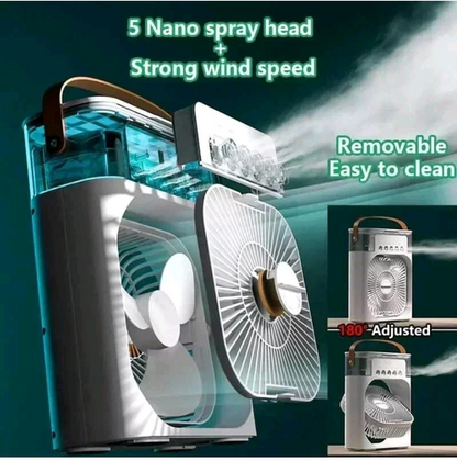 3 in 1 Portable Air Cooler LED Night Light Humidifier Home Office Fan