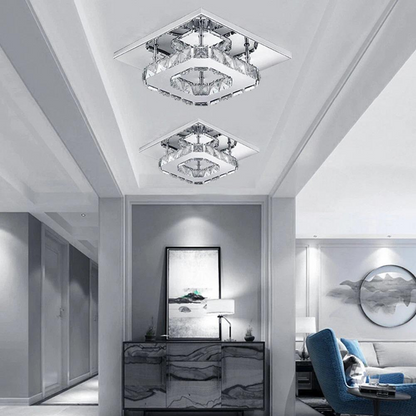 Square Ceiling Light Cool White LED Minimalist Lamp Living Bedroom Crystal Light