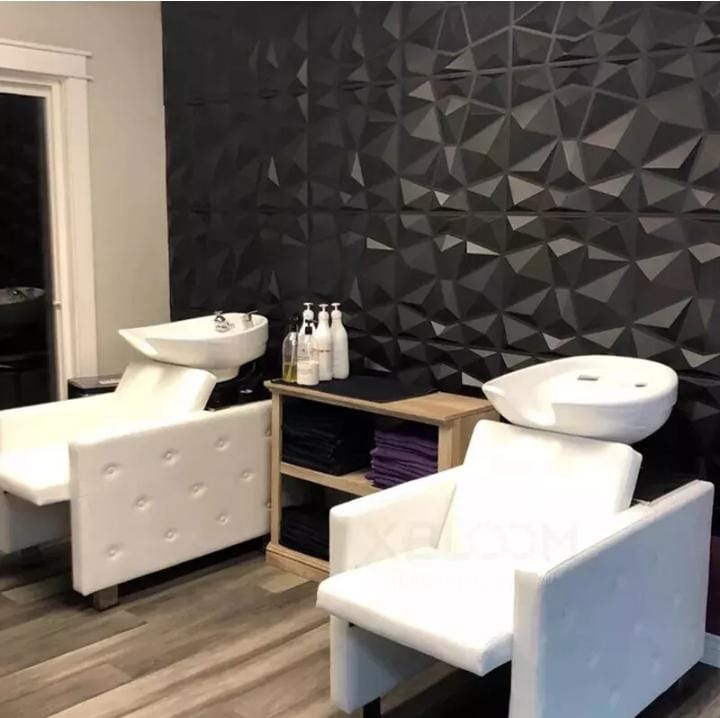 3D Wall Panels for Interior Wall Decor, Modern Diamond Textured Accent Wall Paneling for Gaming Living Room TV Wall Background, 12 x 12 inch Black Decorative Stickers Ornaments White