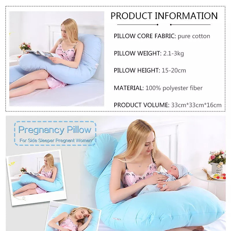 Pregnancy Pillow U-Shaped Maternity For Sleeping With Removable Cotton Cover
