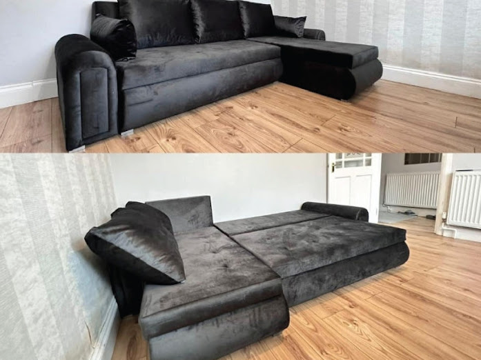 Berlin Sofa Sets Charcoal Gray Multi-Functional Sofa Bed Navy Blue Storage Sofa Beige L-Shaped Fabric Sofa (Greenery Accents) Light Gray Fabric Sofa (Symmetrical Side Table Layout)