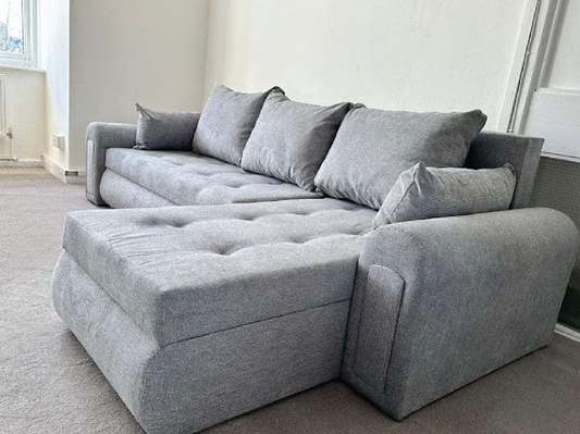 Berlin Sofa Sets Charcoal Gray Multi-Functional Sofa Bed Navy Blue Storage Sofa Beige L-Shaped Fabric Sofa (Greenery Accents) Light Gray Fabric Sofa (Symmetrical Side Table Layout)